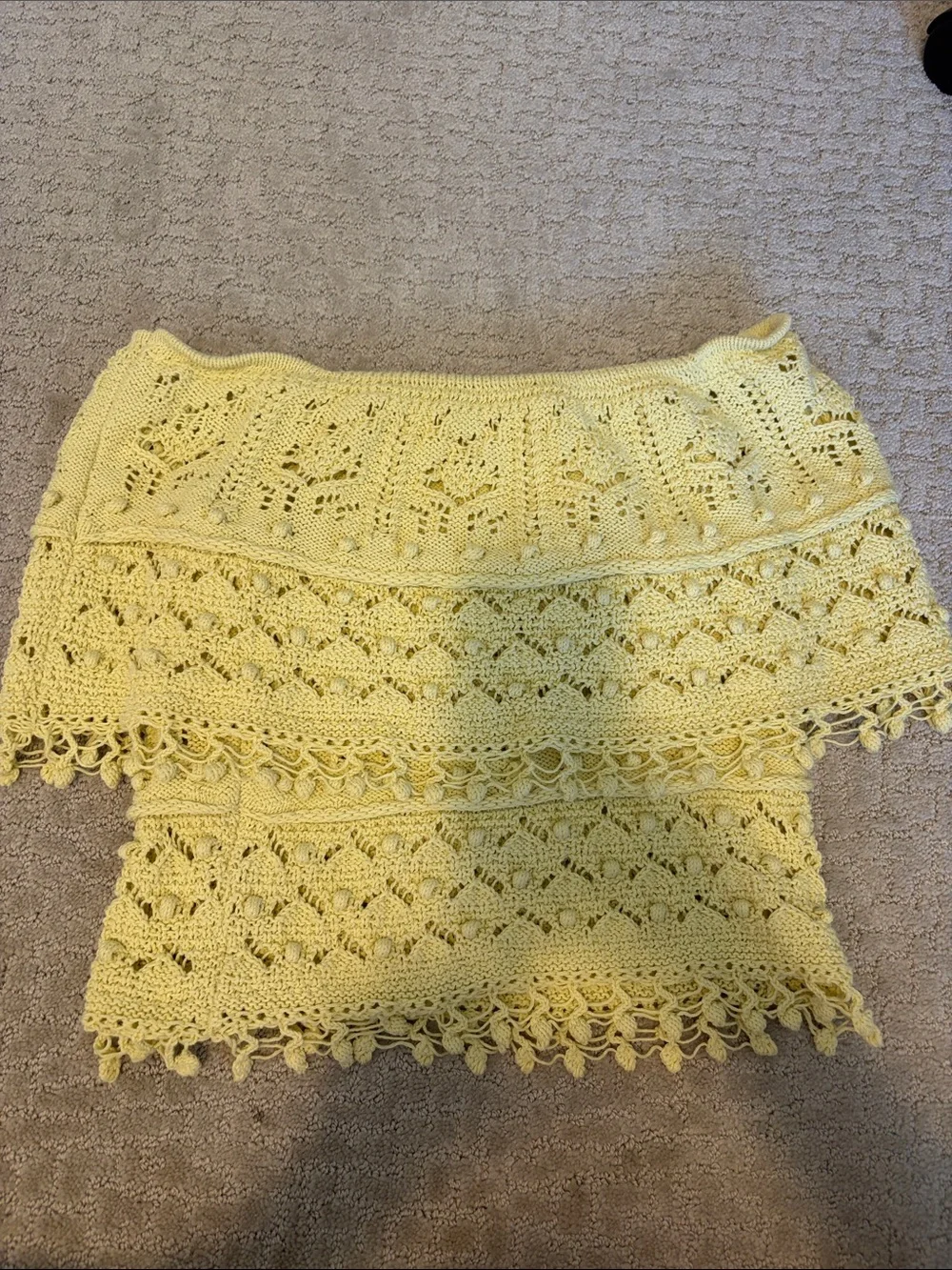 Zara Yellow Crochet Off-Shoulder Top M